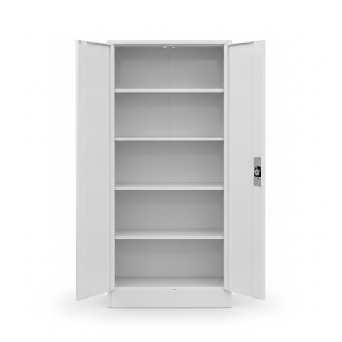 INFINI HOMES IH EF20 Beige Metal Cupboard Open View – 5 Adjustable Shelves, 2 Swing Doors, 190x85x40 cm – Buy in UAE