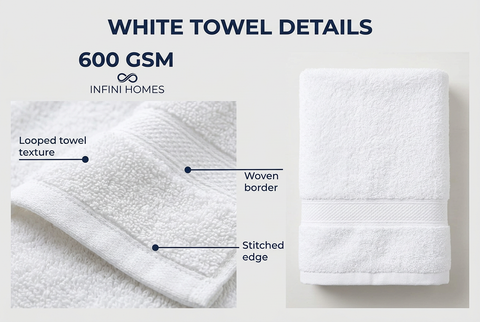 White Towel Set – 16 Pieces | 600 GSM Bath, Hand & Face Towels