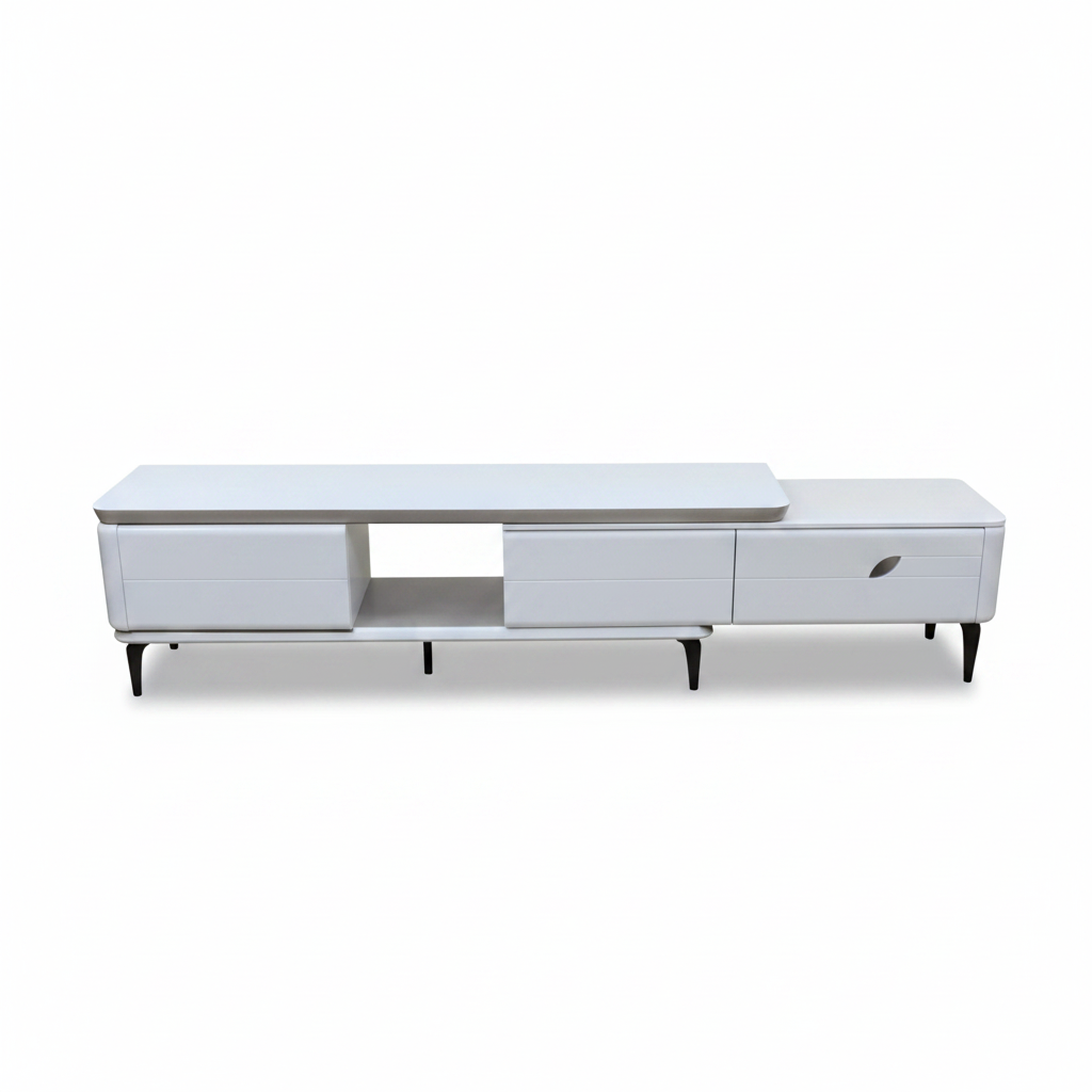 High Gloss White TV Stand with Ceramic Top 170cm – Living Room Furniture UAE | INFINI HOMES