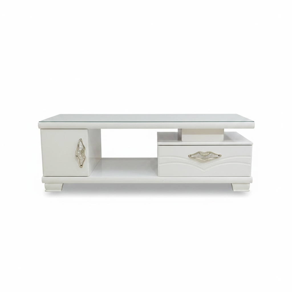White Center Table 120x60x44.5 CM | Modern Living Room Coffee Table UAE – IH CT306