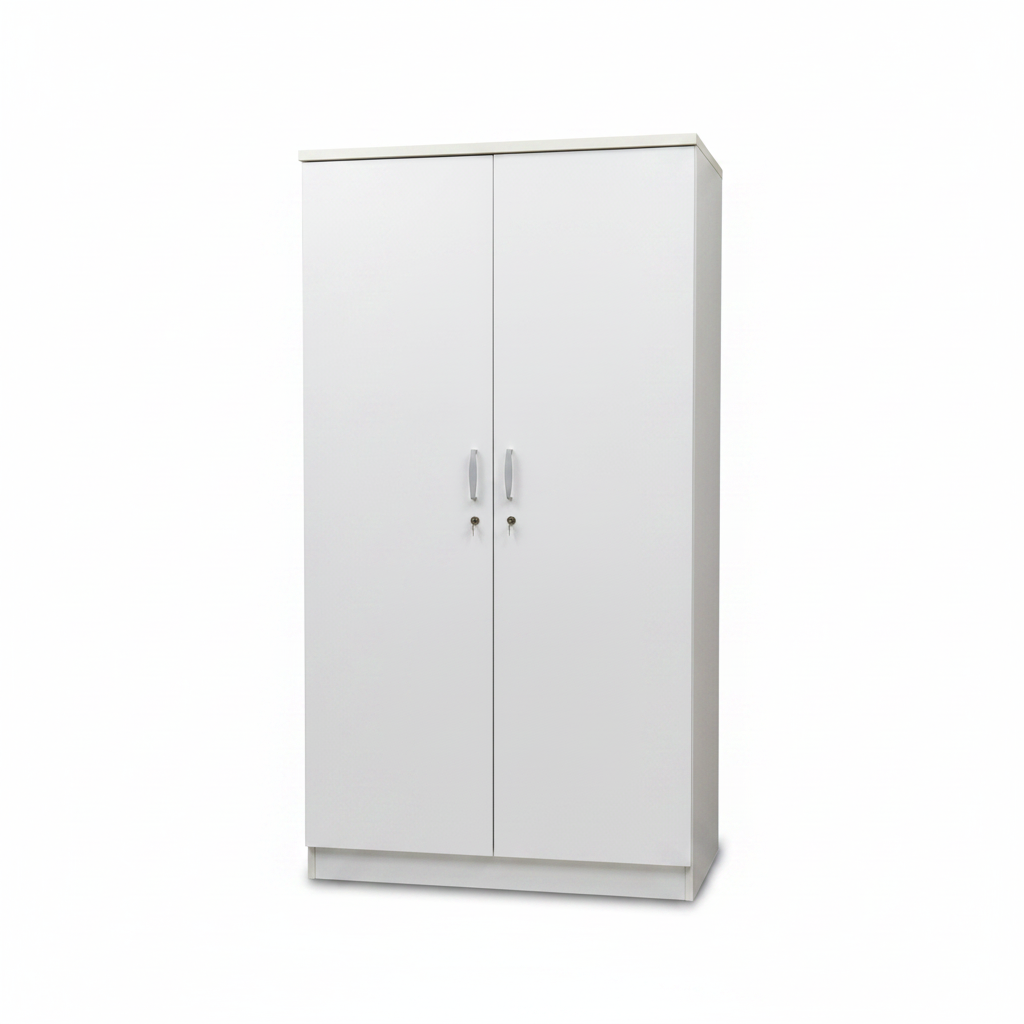 INFINI HOMES IH 922 Two Door Wardrobe White finish – Studio white background product shot – White Wardrobe UAE
