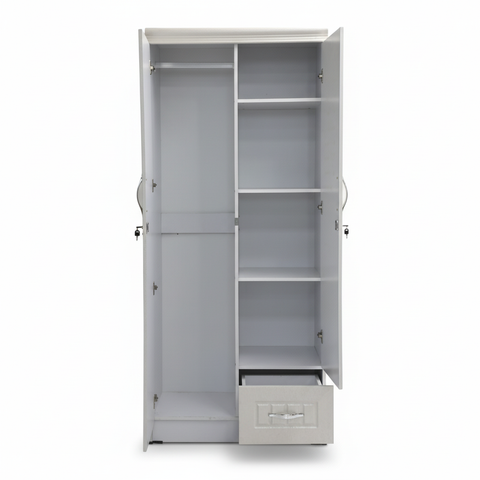 White Wardrobe 80cm UAE | Wooden Closet Storage Cabinet Dubai | IH 8821