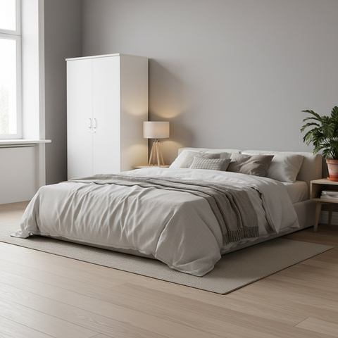 INFINI HOMES IH 922 White Two Door Wardrobe in master bedroom – Premium Bedroom Wardrobe Dubai Sharjah UAE