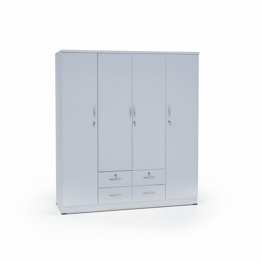 4-Door Wardrobe with Drawers | 190Hx160Wx50D cm | Premium Wooden Wardrobe UAE