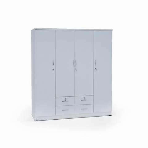 4-Door Wardrobe with Drawers | 190Hx160Wx50D cm | Premium Wooden Wardrobe UAE