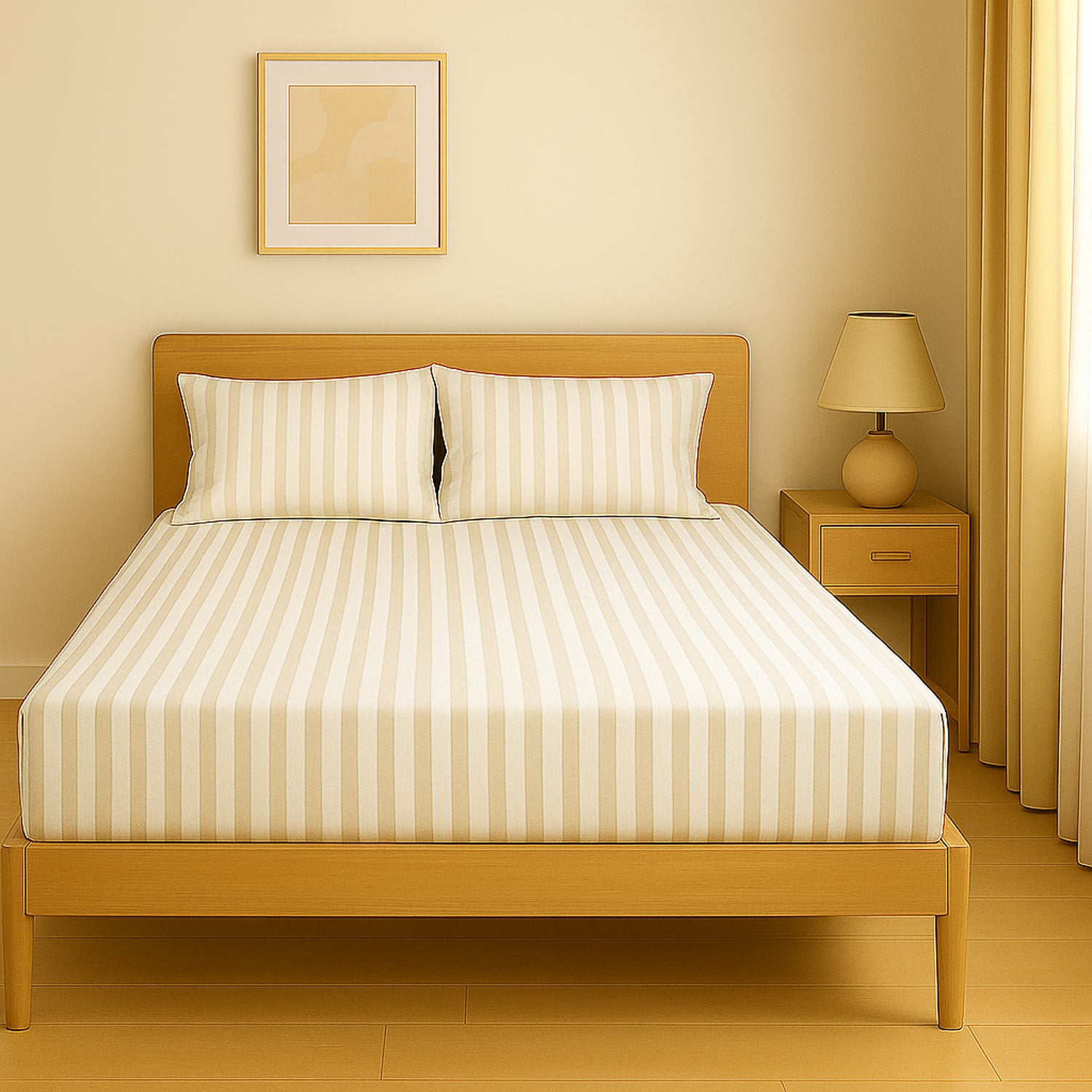Premium Luxury Stripe Fitted Sheet 160x200cm | UAE-Wide Delivery | Dubai Abu Dhabi Sharjah