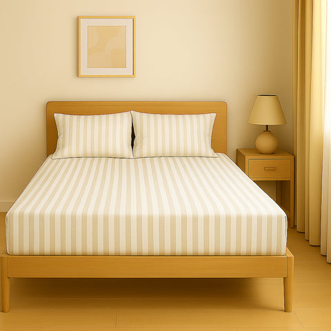 Premium Luxury Stripe Fitted Sheet 160x200cm | UAE-Wide Delivery | Dubai Abu Dhabi Sharjah