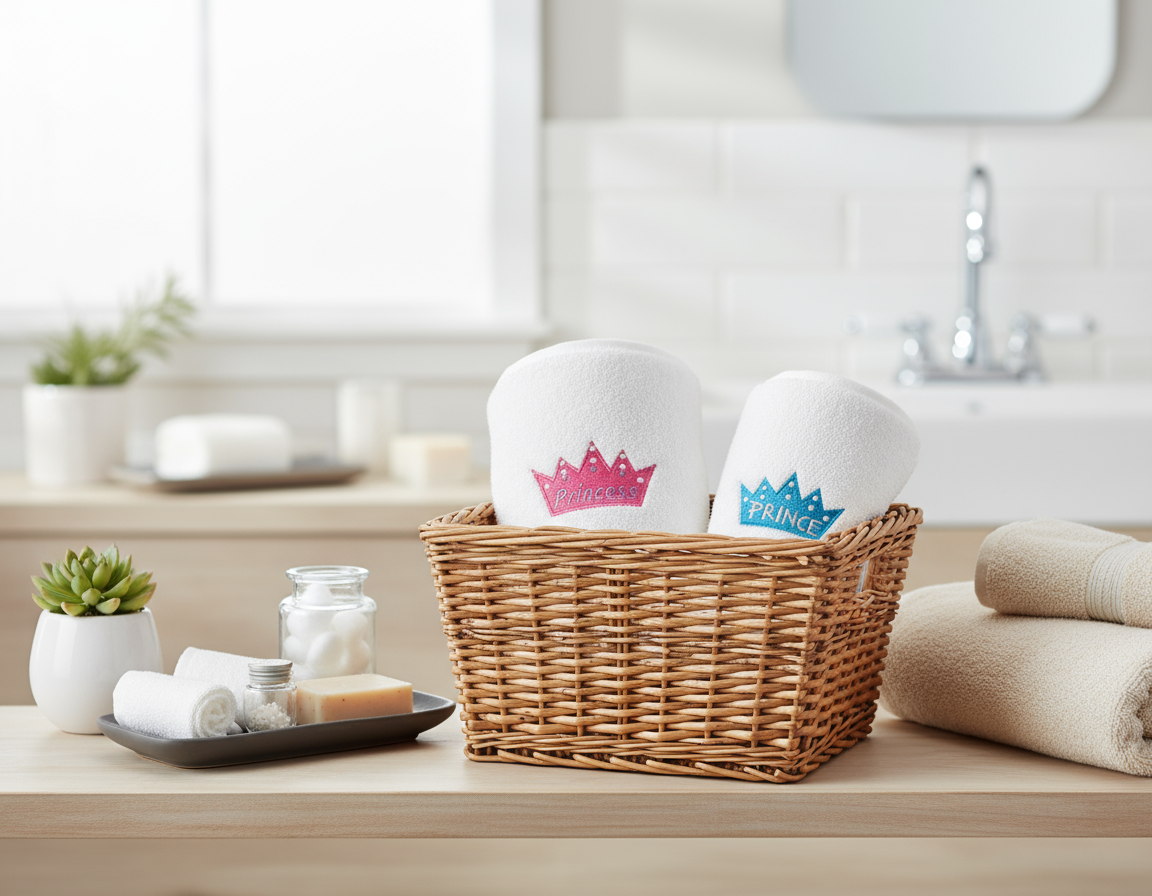 Luxury Princess & Prince Hand Towel Set UAE | 600 GSM Embroidered Cotton Dubai