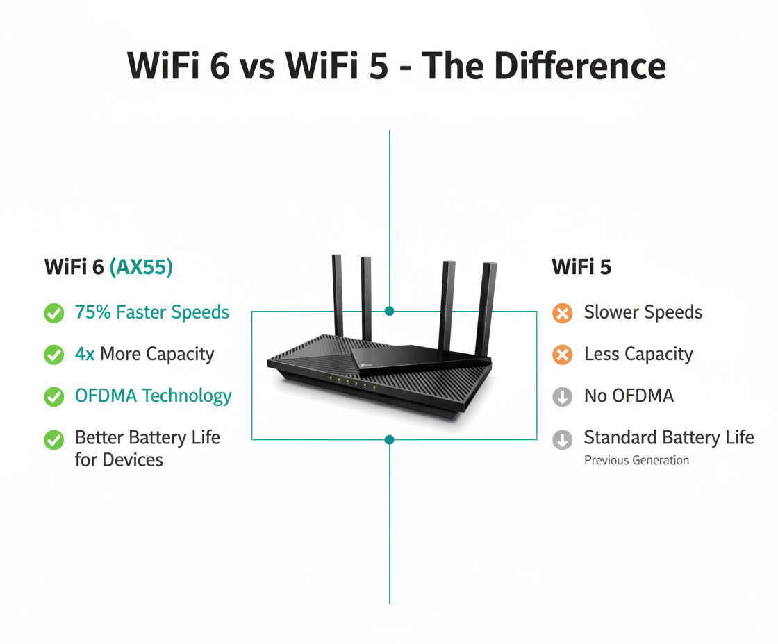 TP-Link Archer AX55 AX3000 WiFi 6 Router - Dual Band Gigabit Wireless Router with OneMesh