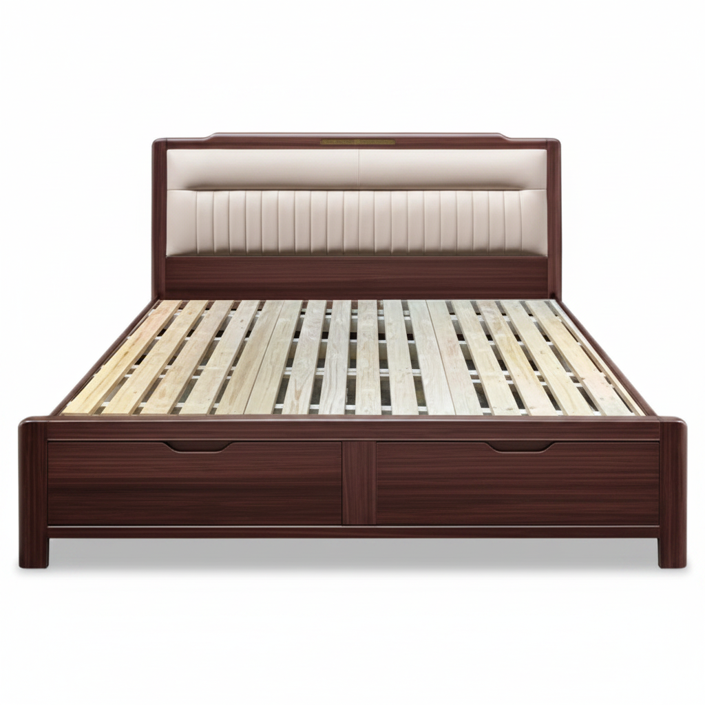 King Size Oak Wood Bed | 180×200cm | IH 8809 – INFINI HOMES UAE