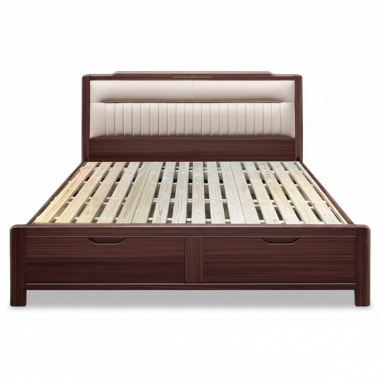 King Size Oak Wood Bed | 180x200 cm | IH 8808 – INFINI HOMES UAE