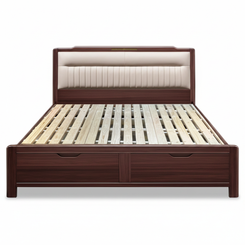 King Size Oak Wood Bed | 180×200cm | IH 8809 – INFINI HOMES UAE