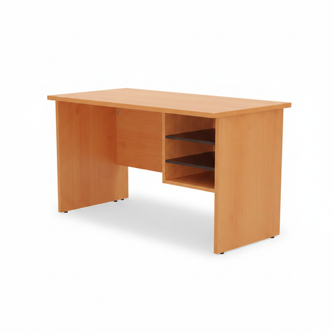 IH 103 Wooden Side Desk with open shelves on white background – engineered wood office desk UAE INFINI HOMES