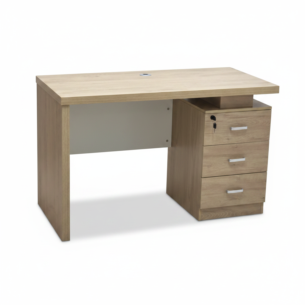 Wooden Office Desk with 3-Drawer Lockable Pedestal – Modern Work Table for Office UAE IH-L952