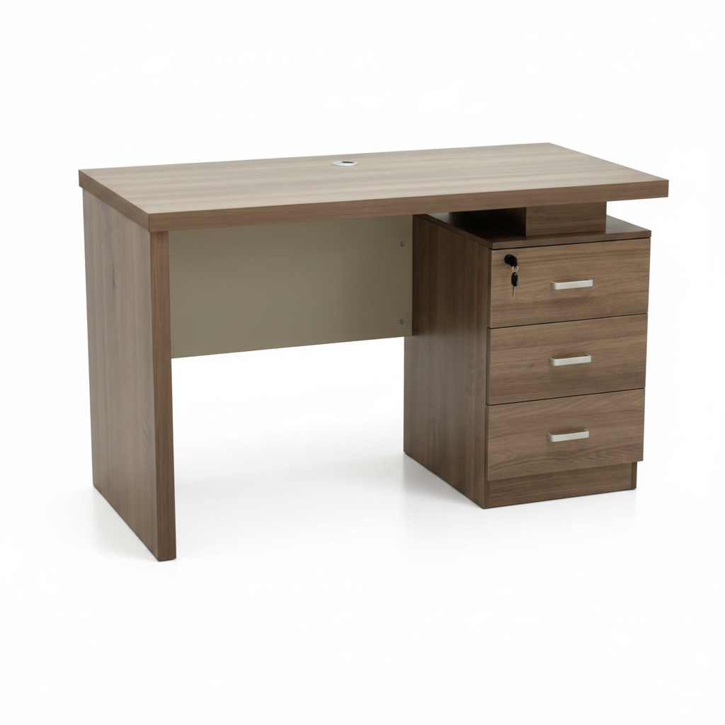 Wooden Office Desk Walnut Finish with Gold Detail – Buy Office Desk Online UAE IH-L852-WAL