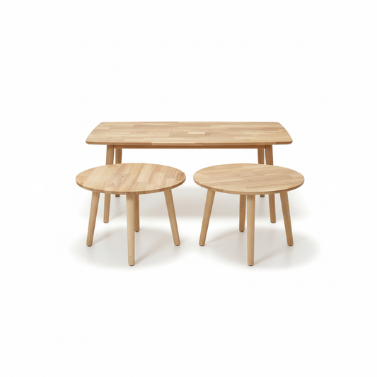 Coffee Table Set (1+2) | IH 808 | Natural Finish | 120x60x45 & 60x60x45 cm