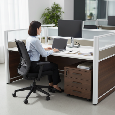 1-Person Work Station Beech White 120cm | Office Desk UAE | Free Delivery Dubai Abu Dhabi Sharjah