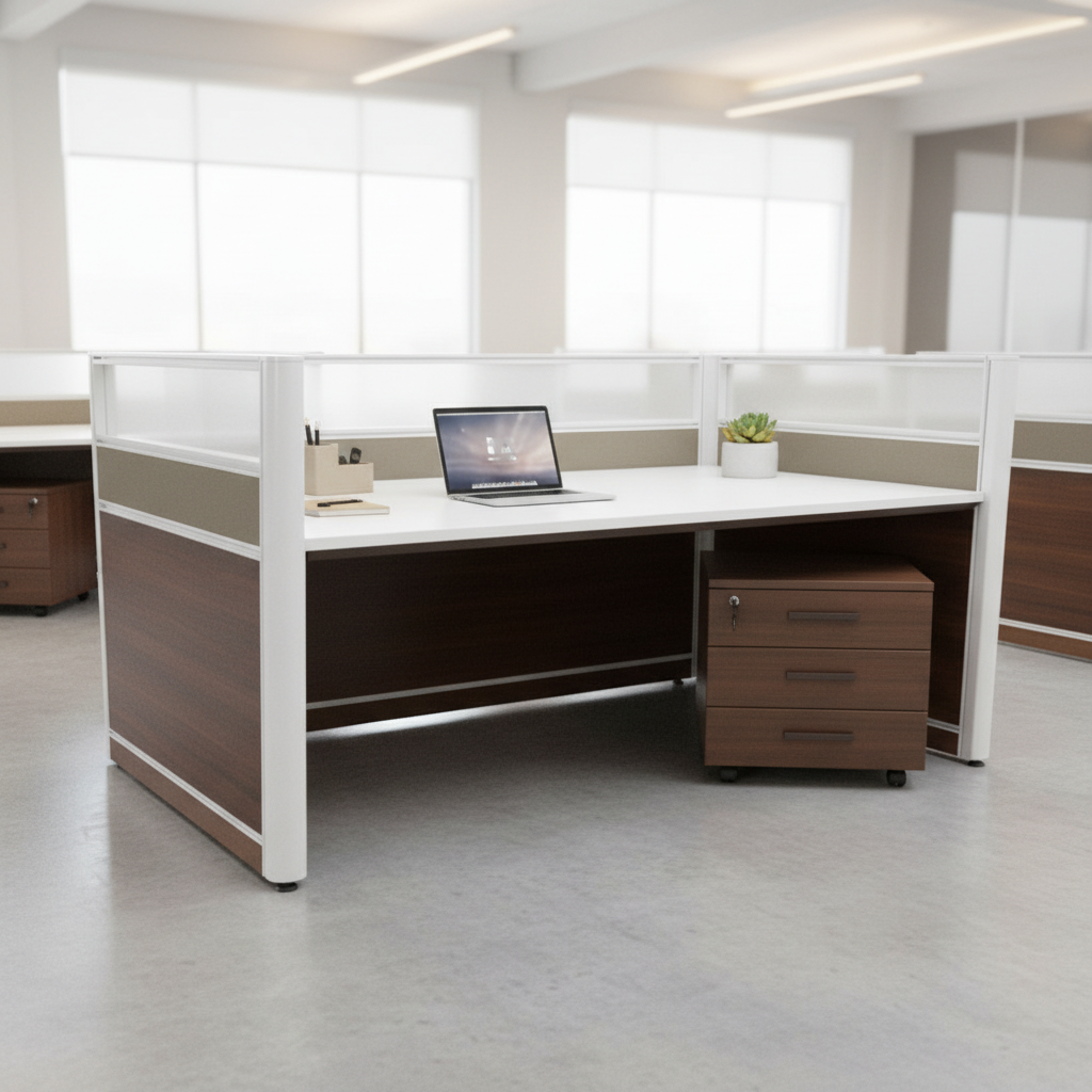 1-Person Work Station Oak+Kakie 100x60cm | Office Desk UAE | INFINI HOMES