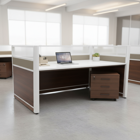 1-Person Work Station Oak+Kakie 100x60cm | Office Desk UAE | INFINI HOMES