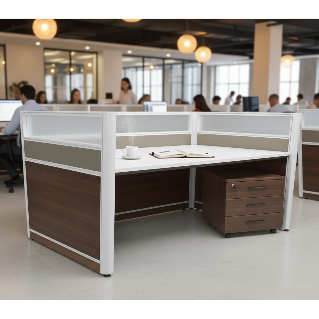 Oak & Khaki Workstation Desk 1-Person 120cm | Office Furniture UAE