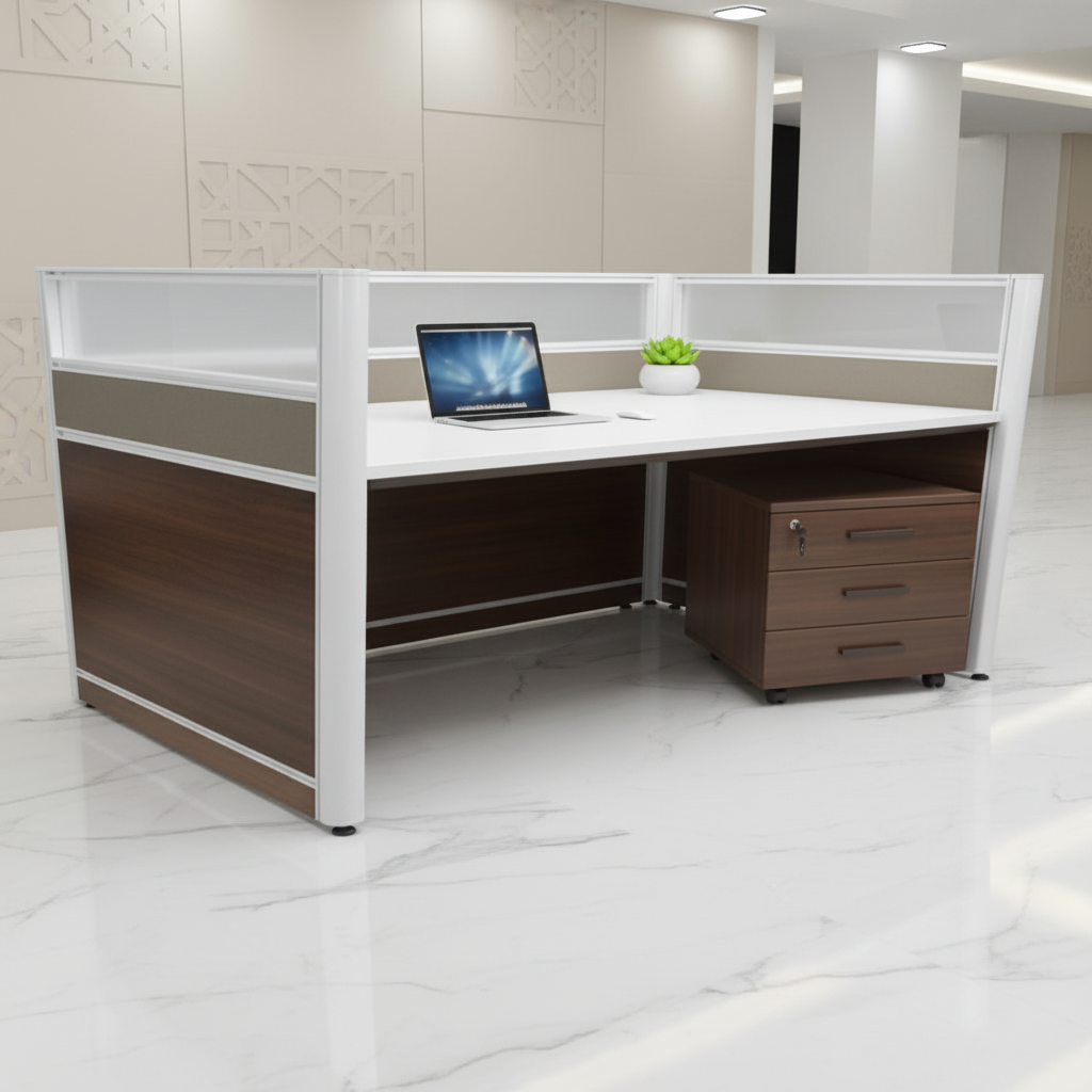 Oak & Khaki Workstation Desk 1-Person 120cm | Office Furniture UAE