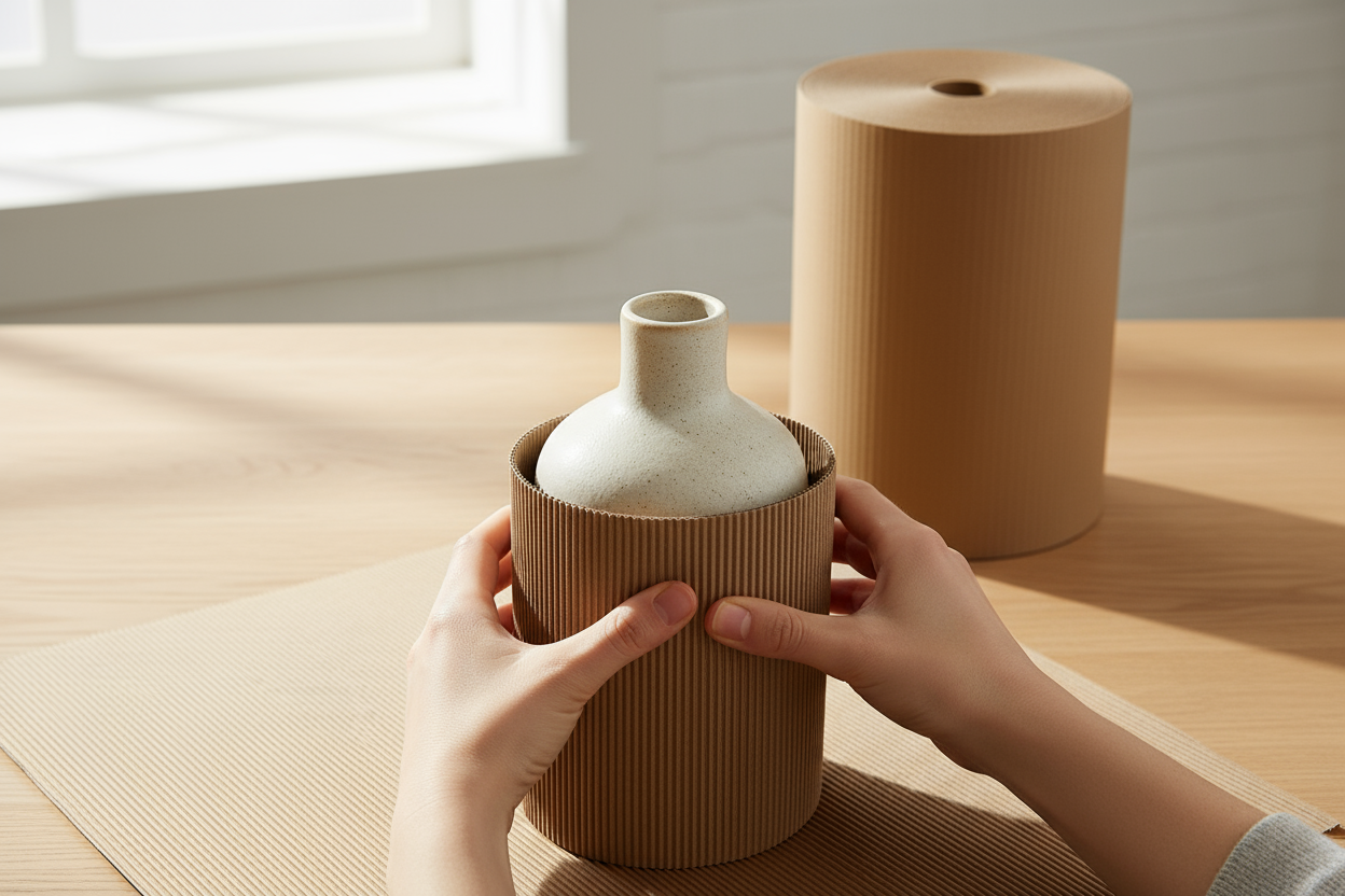 Heavy-Duty Corrugated Wrap Roll 1.3m x 10kg Brown - Premium Kraft Paper UAE | Bubble Wrap Alternative Dubai