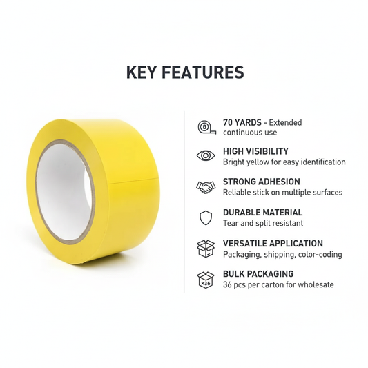 Yellow Tape – 70 Yards | Premium Packaging Tape by INFINI HOMES